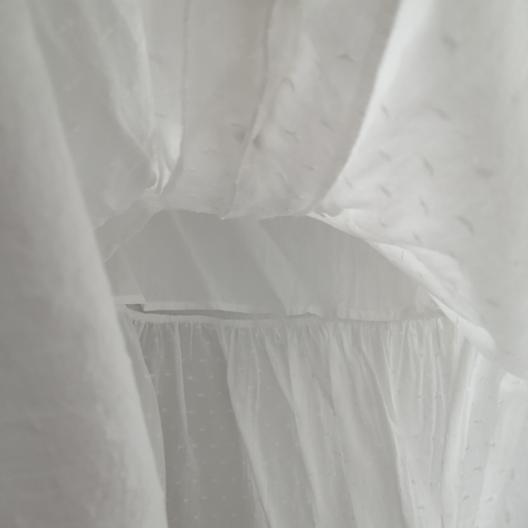 Seraphine Maternity Confetti Fleck White Woven Drop Waist Blouse Button Front 6 - Picture 9 of 16